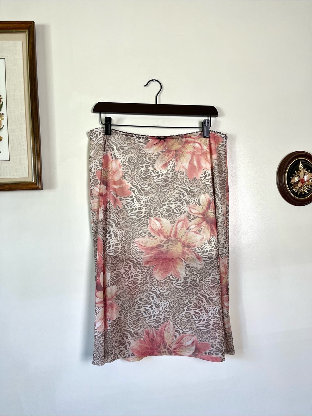 Ardene Floral Leopard Print Elastic Waist Skirt
